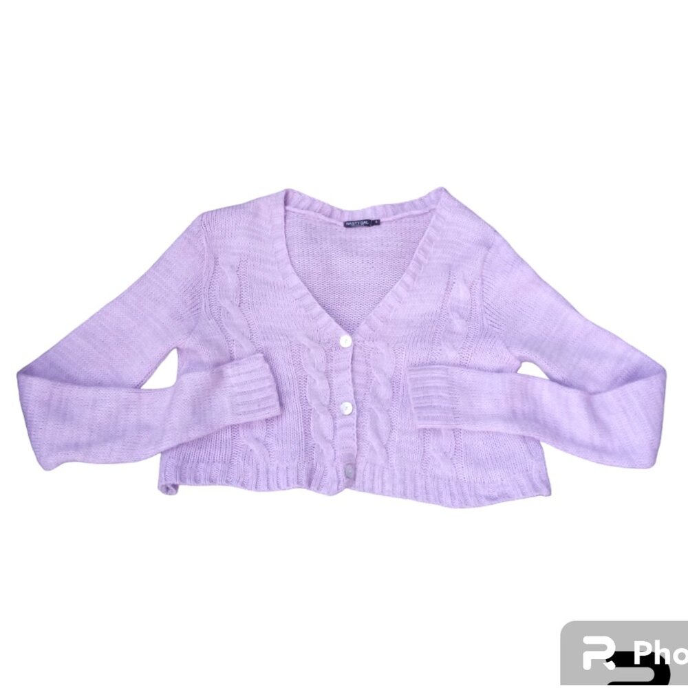 Nasty Gal cropped oversized lavender sweater sz S - Picture 4 of 12